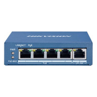 Неуправляемый коммутатор Pro 100м на порт, PoE Hikvision DS-3E0105P-E(B)
