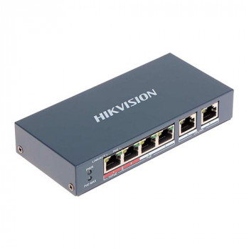 Неуправляемый коммутатор Pro 100M PoE, Dual Uplink, L2 Hikvision DS-3E0106HP-E